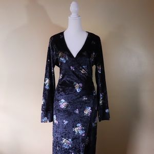 Zara velvet black floral kimono dress